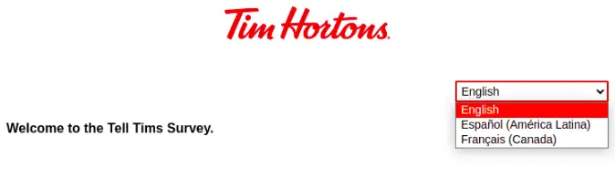 Tell Tims Canada Survey website